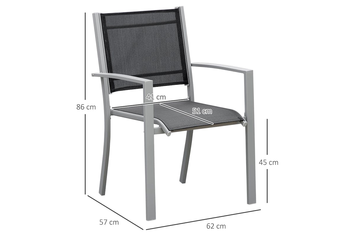 Outsunny Outdoor Chairs Square Steel Frame | Set of 2 | Black/Grey-8