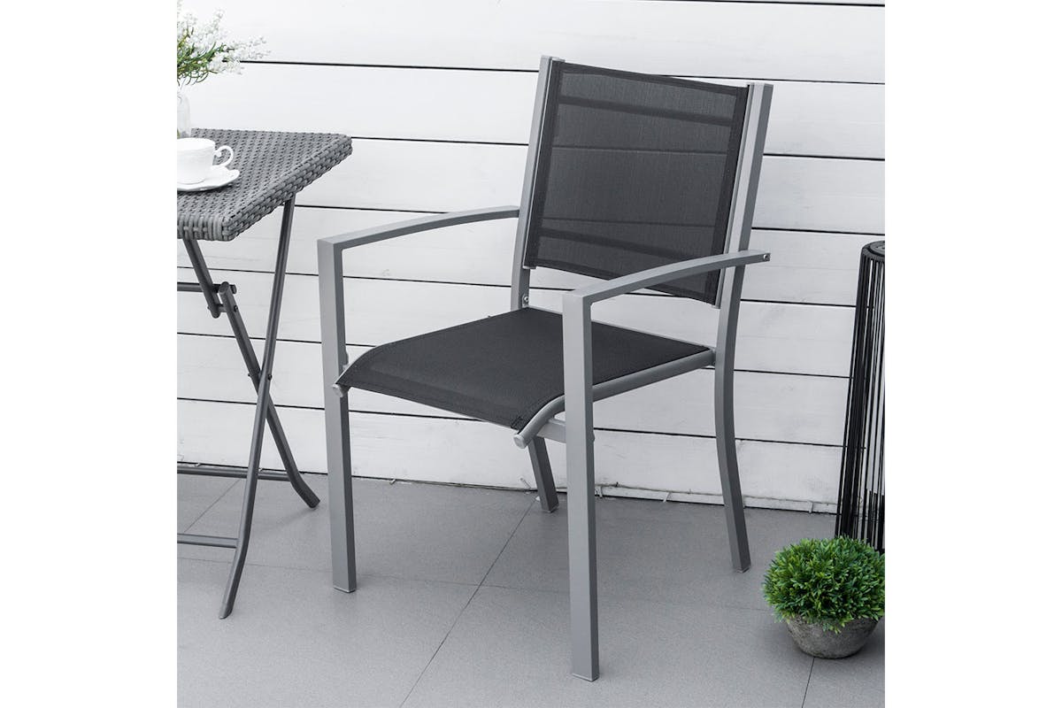 Outsunny Outdoor Chairs Square Steel Frame | Set of 2 | Black/Grey-7
