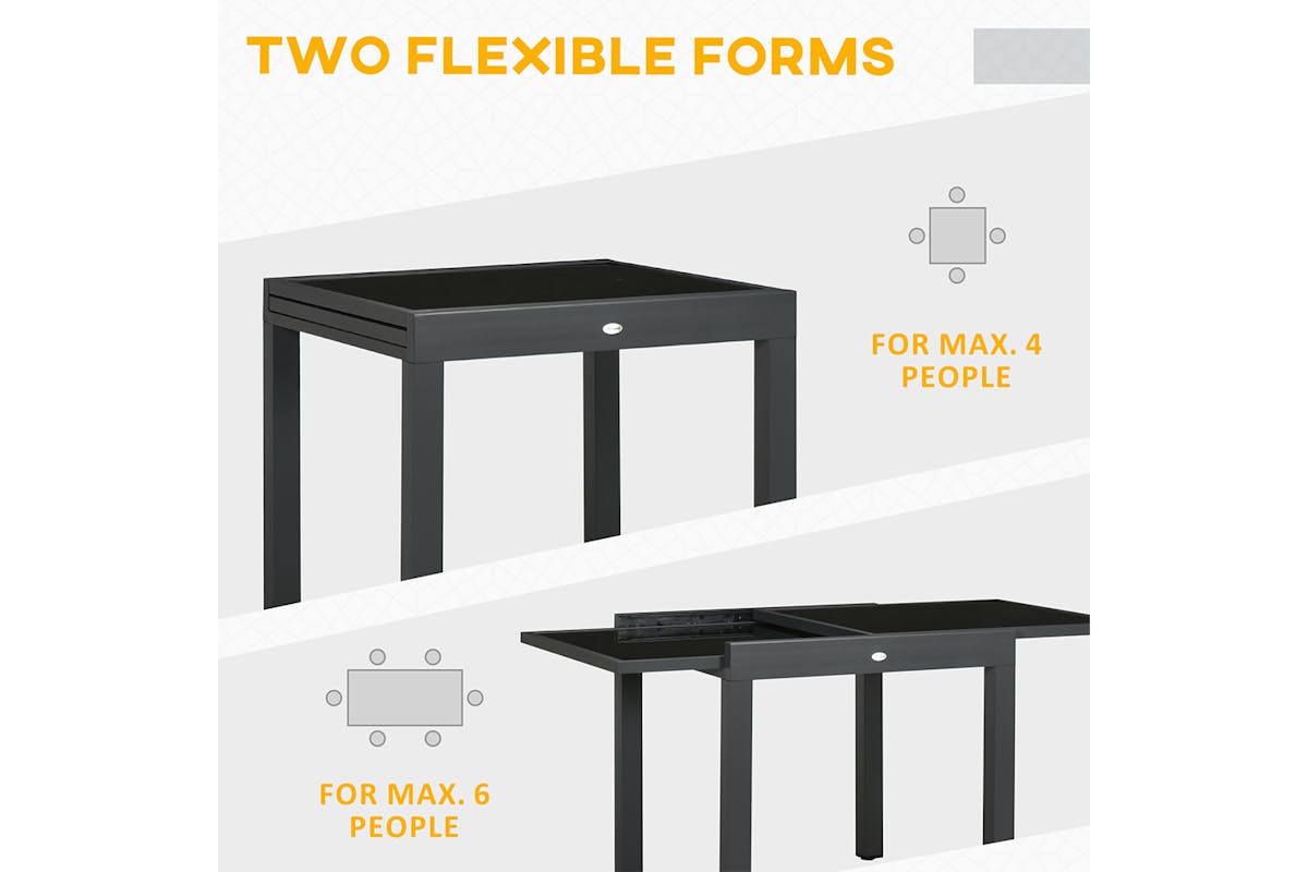 Outsunny Extending Garden Table | Black-3