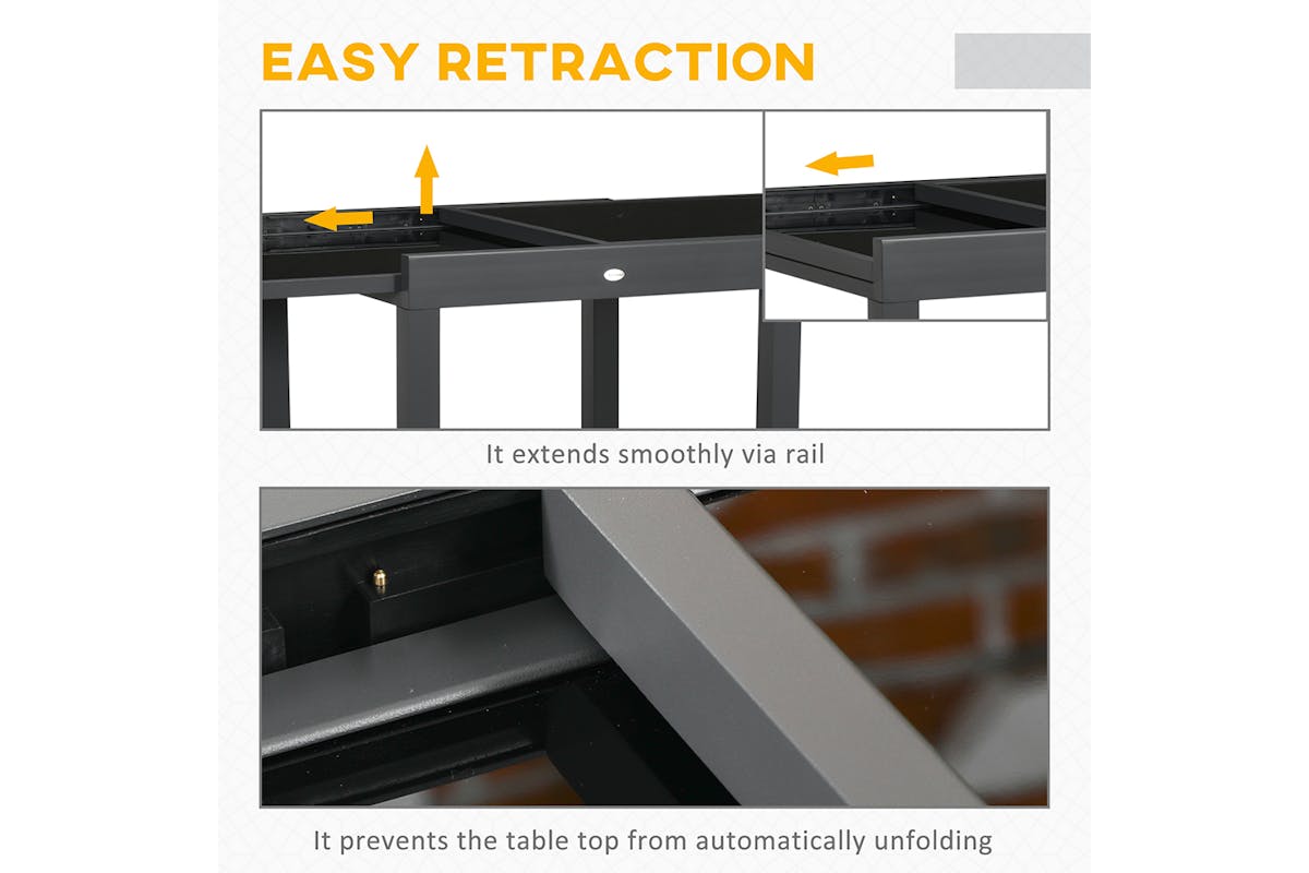 Outsunny Extending Garden Table | Black-4