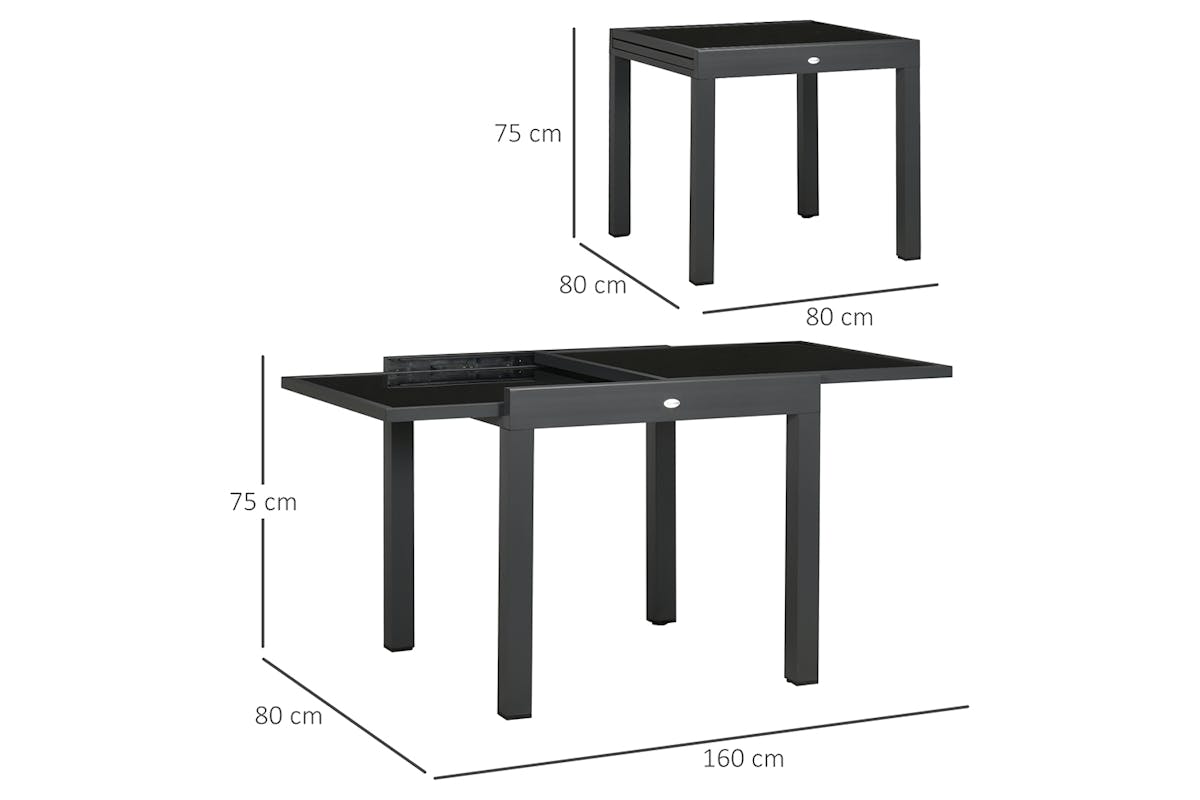 Outsunny Extending Garden Table | Black-8