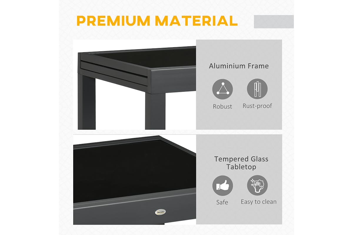 Outsunny Extending Garden Table | Black-5