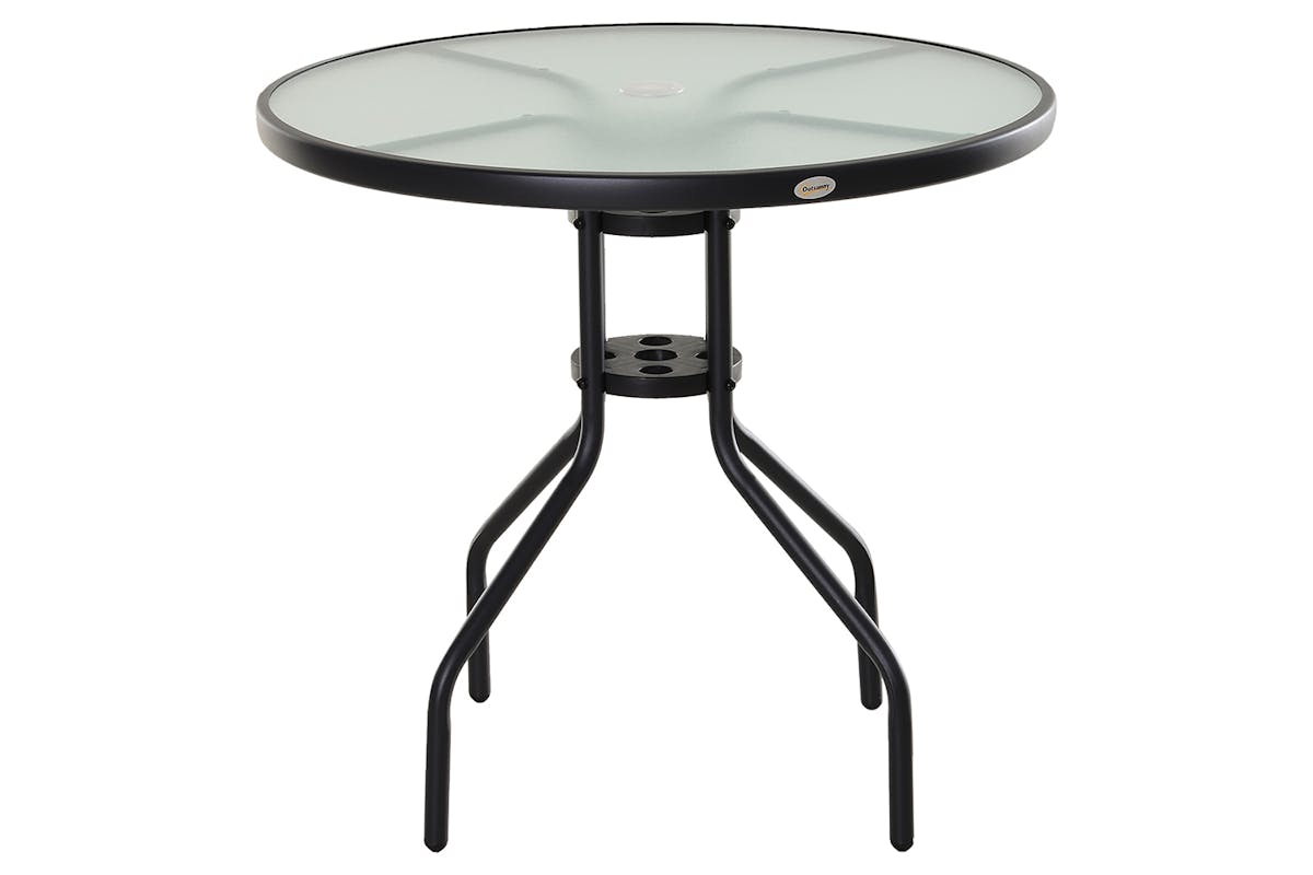 Outsunny Outdoor Round Coffee Table | Black