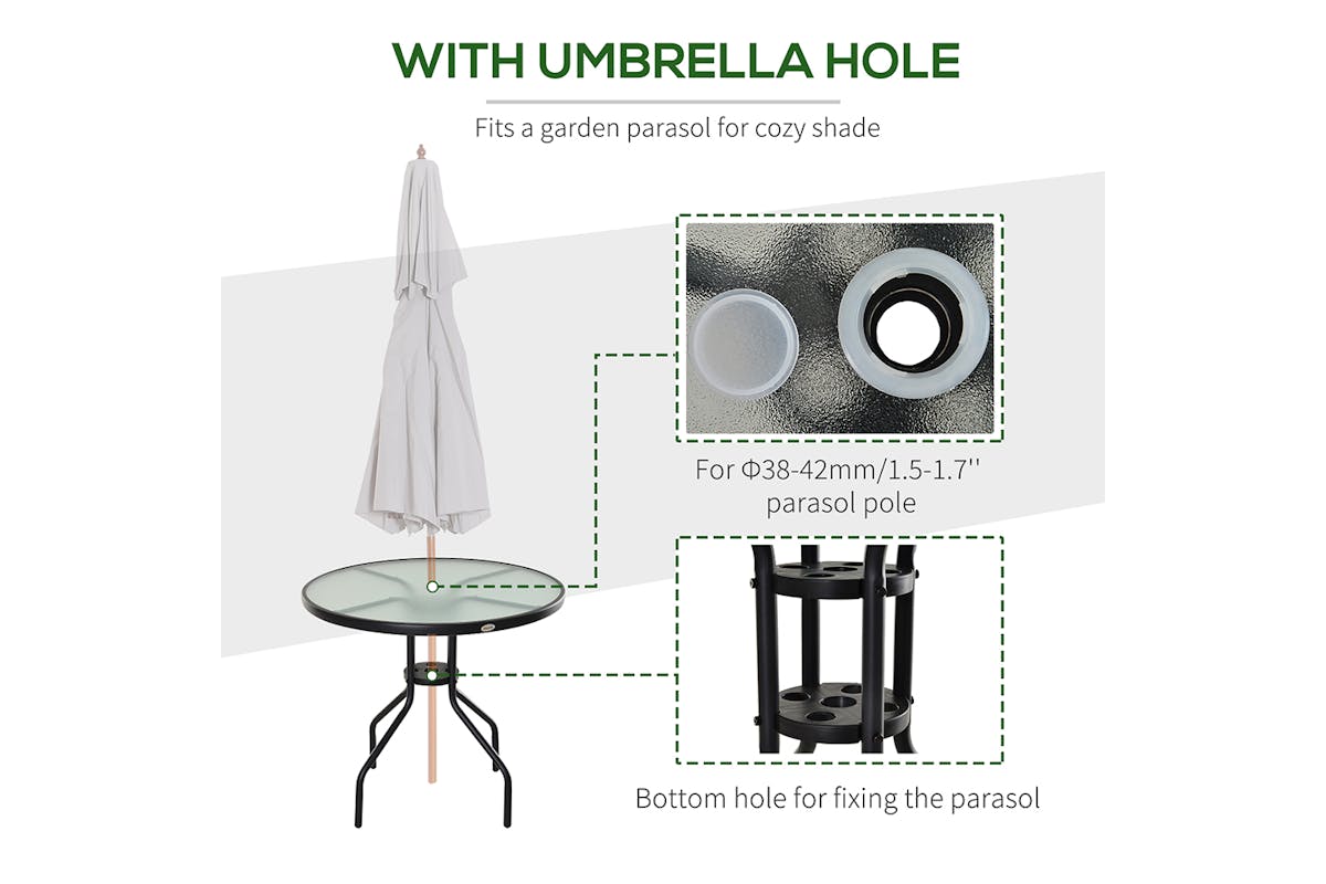 Outsunny Outdoor Round Coffee Table | Black-3