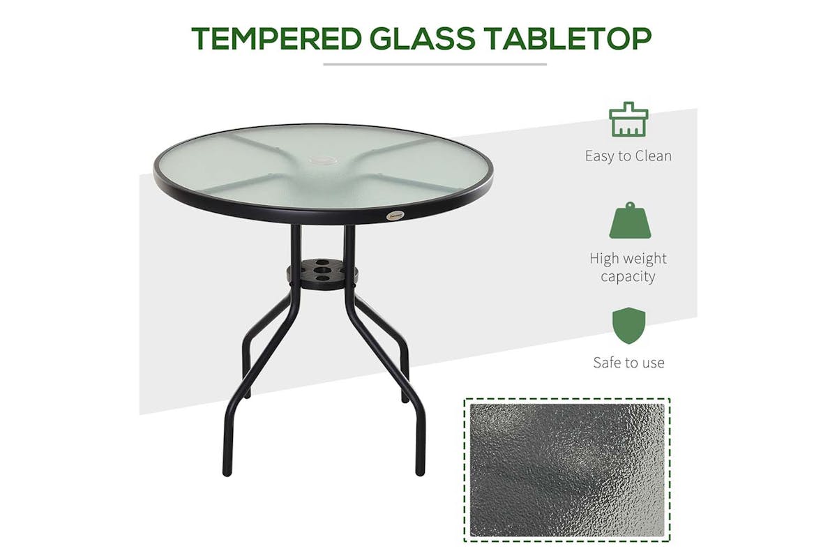 Outsunny Outdoor Round Coffee Table | Black-4