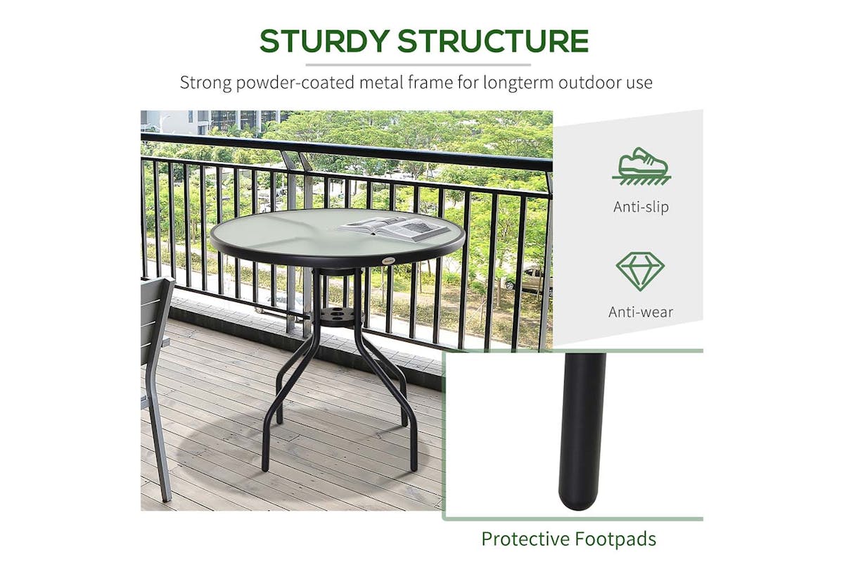 Outsunny Outdoor Round Coffee Table | Black-5