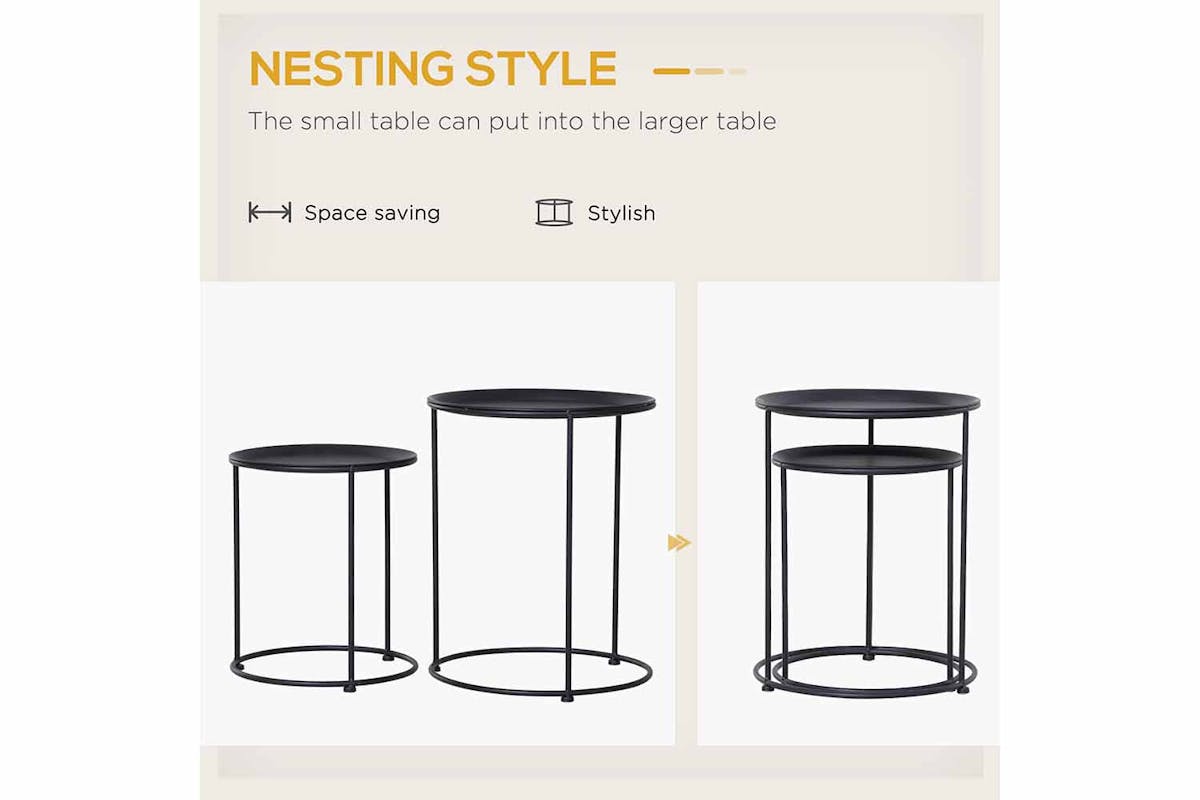 Outsunny Bedside Table | Black | Pack of 2-3