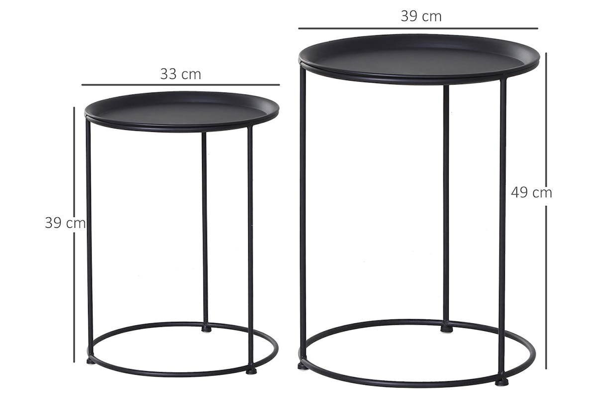Outsunny Bedside Table | Black | Pack of 2-5