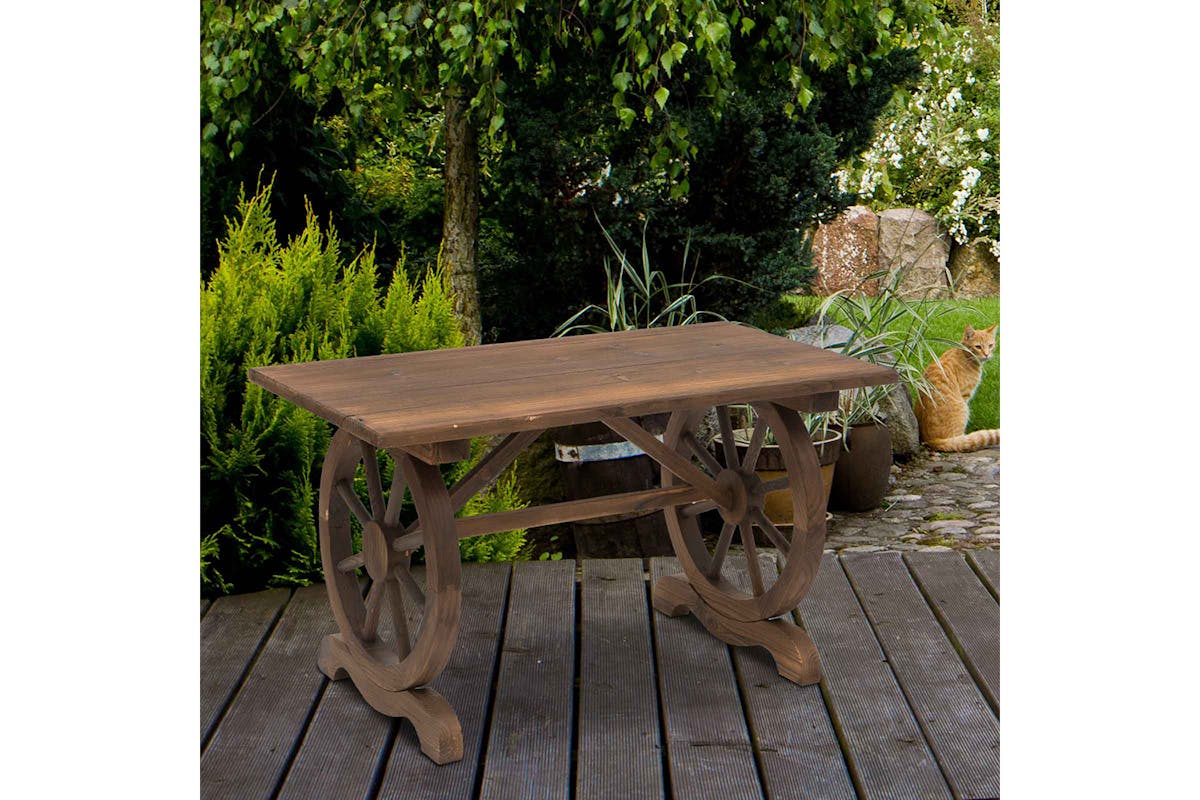 Outsunny Garden Coffee Table | Natural Wood-2