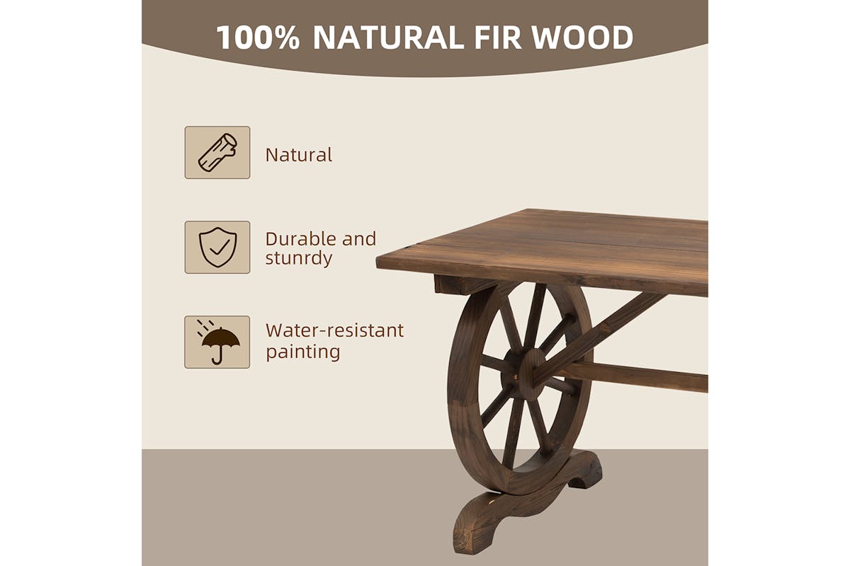 Outsunny Garden Coffee Table | Natural Wood-3