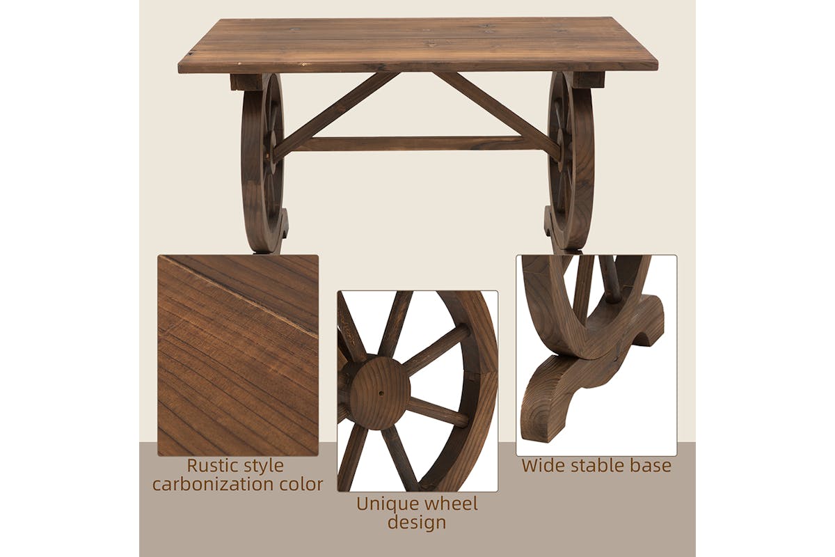 Outsunny Garden Coffee Table | Natural Wood-4