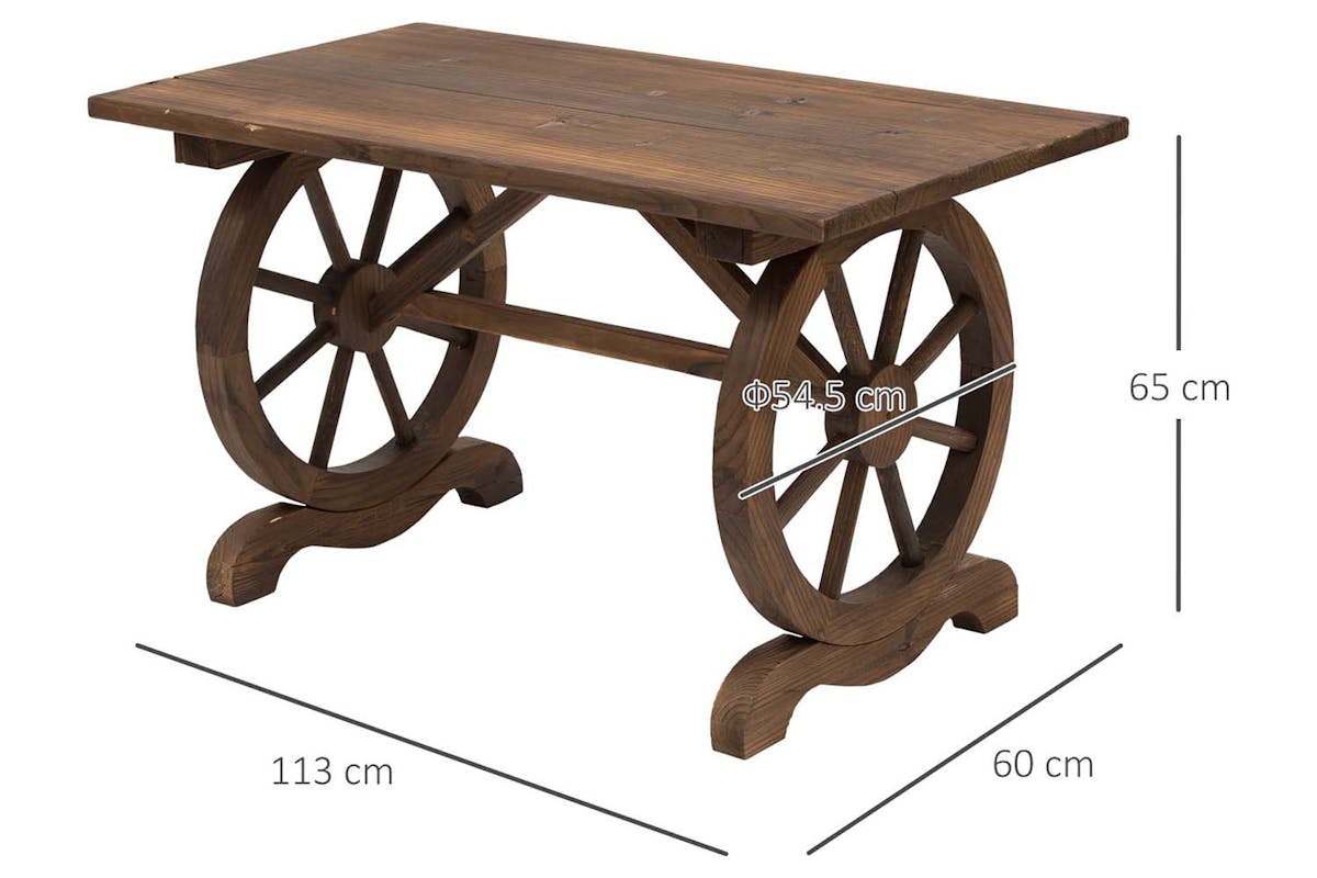 Outsunny Garden Coffee Table | Natural Wood-5