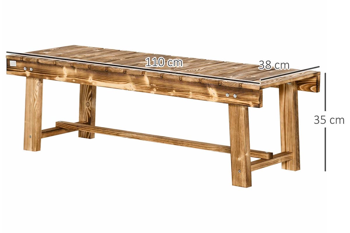Outsunny 2 Seater Wooden Garden Bench | Carbonised-8