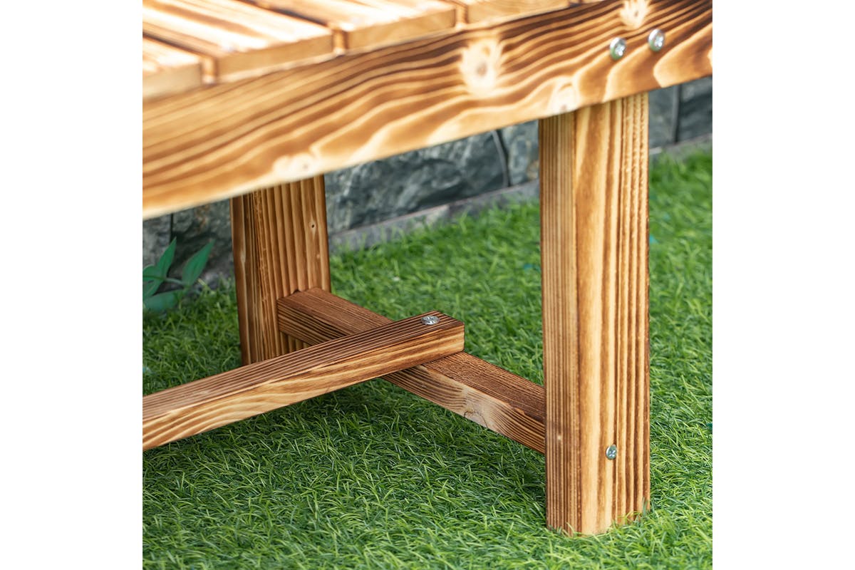 Outsunny 2 Seater Wooden Garden Bench | Carbonised-7