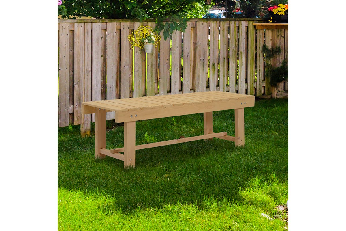 Outsunny 2-Seater Outdoor Garden Patio Bench | Natural-2