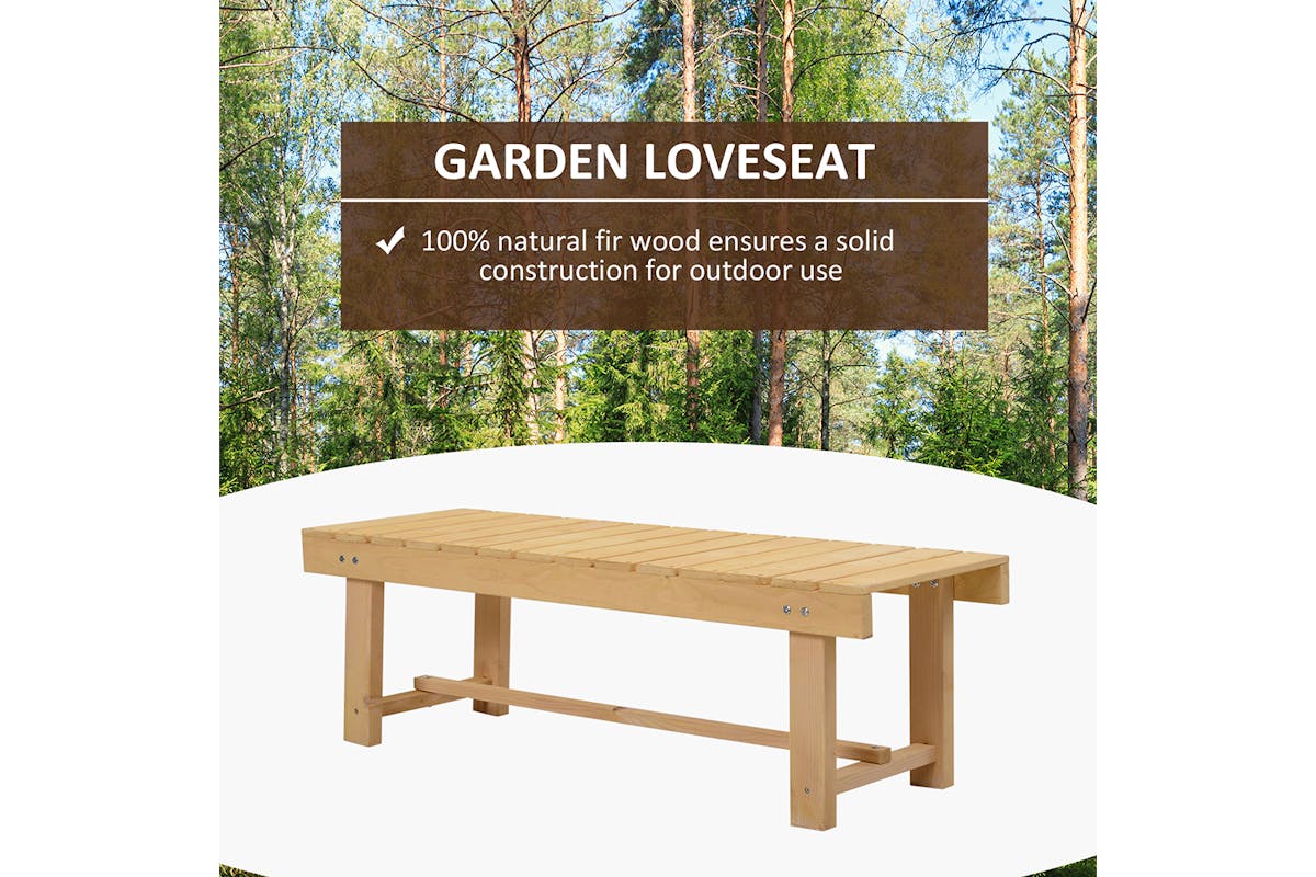 Outsunny 2-Seater Outdoor Garden Patio Bench | Natural-3