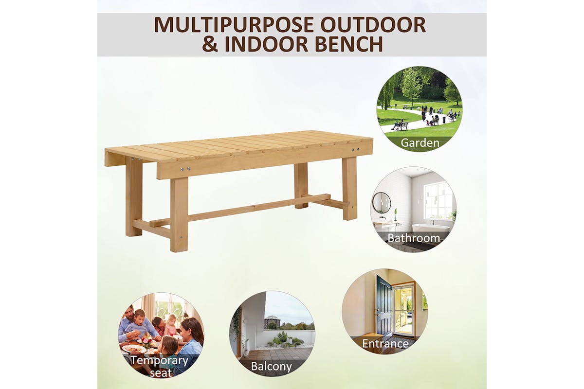 Outsunny 2-Seater Outdoor Garden Patio Bench | Natural-4