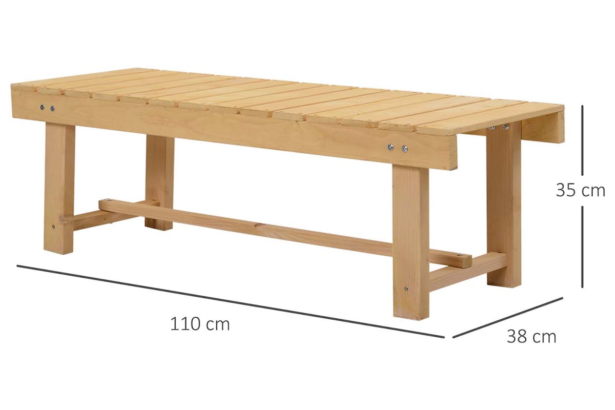 Outsunny 2-Seater Outdoor Garden Patio Bench | Natural-7