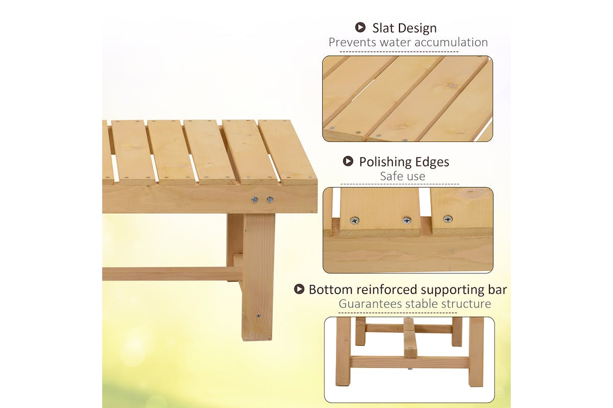 Outsunny 2-Seater Outdoor Garden Patio Bench | Natural-5