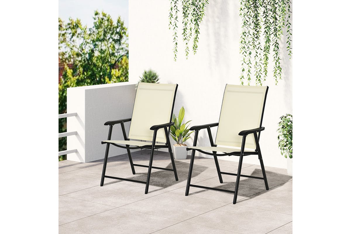 Outsunny Folding Garden Chairs | Beige-2