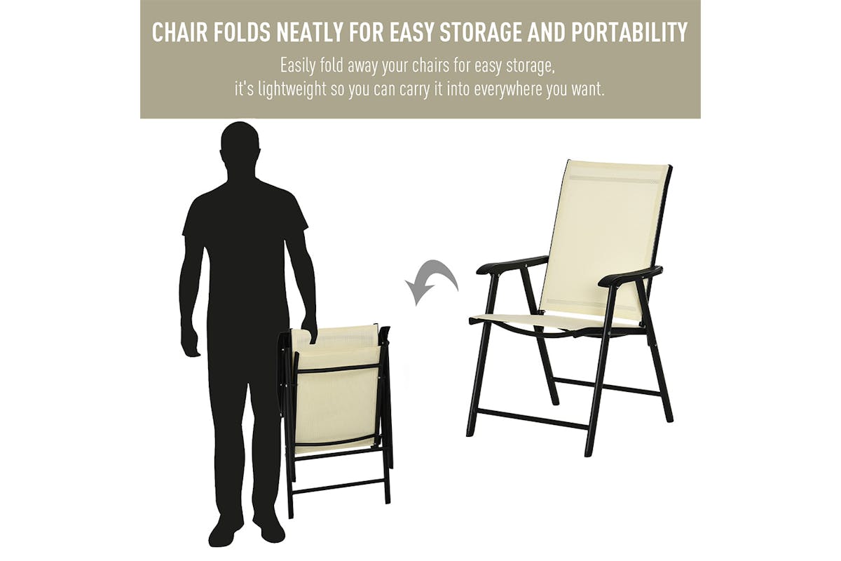 Outsunny Folding Garden Chairs | Beige-4