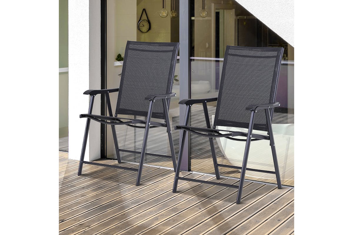 Outsunny Foldable Outdoor Garden Chairs | Black-2