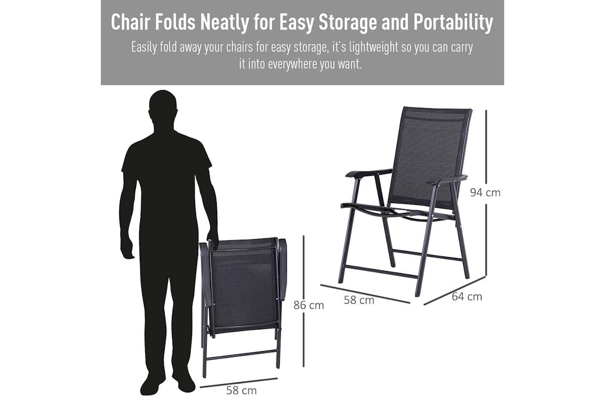 Outsunny Foldable Outdoor Garden Chairs | Black-4