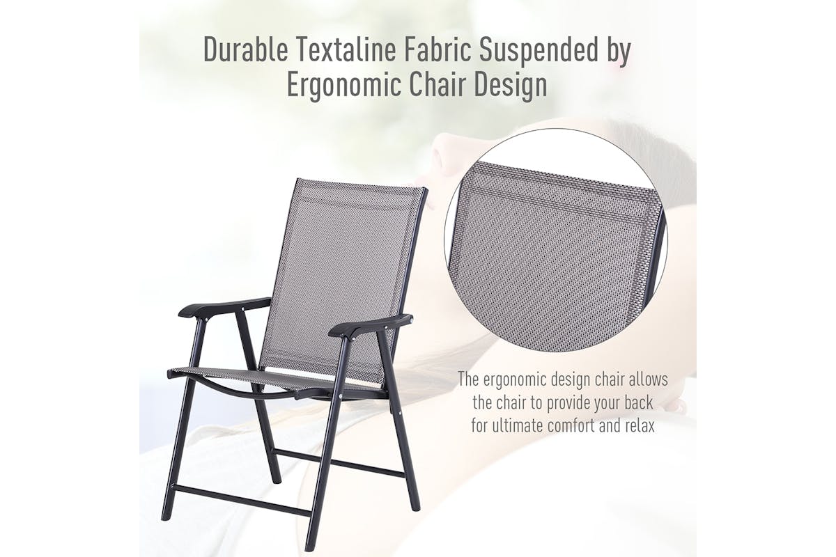 Outsunny Foldable Outdoor Garden Chairs | Grey/Black-3