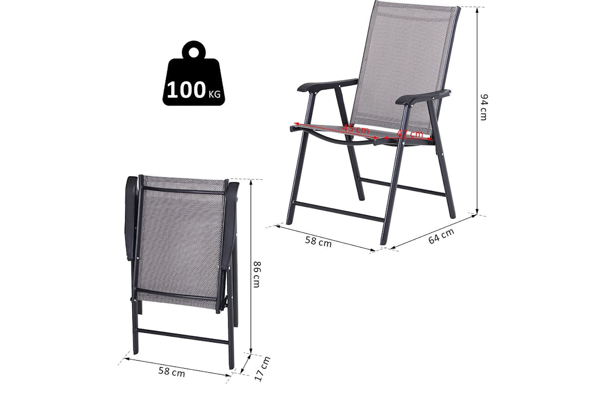 Outsunny Foldable Outdoor Garden Chairs | Grey/Black-8