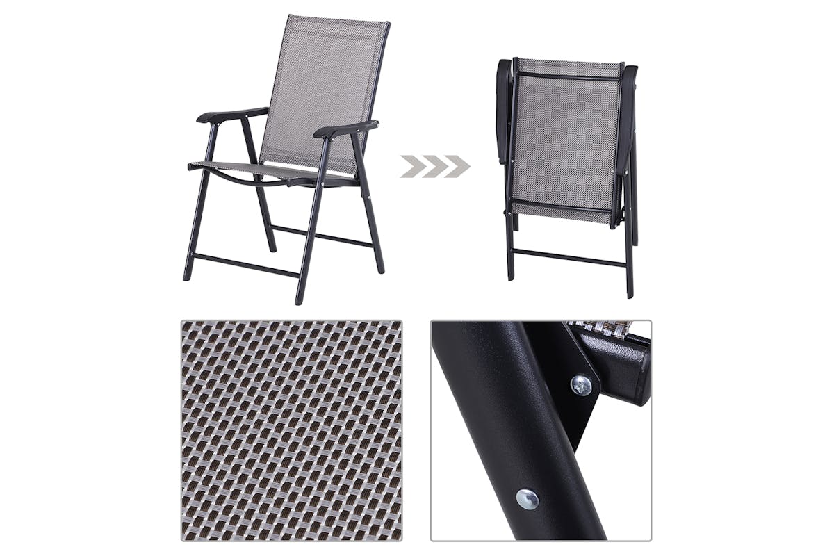 Outsunny Foldable Outdoor Garden Chairs | Grey/Black-6