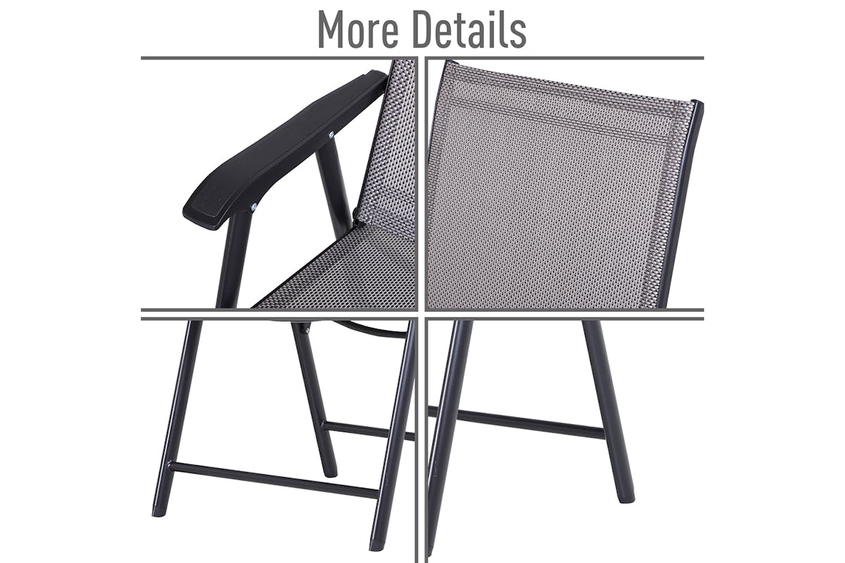 Outsunny Foldable Outdoor Garden Chairs | Grey/Black-7