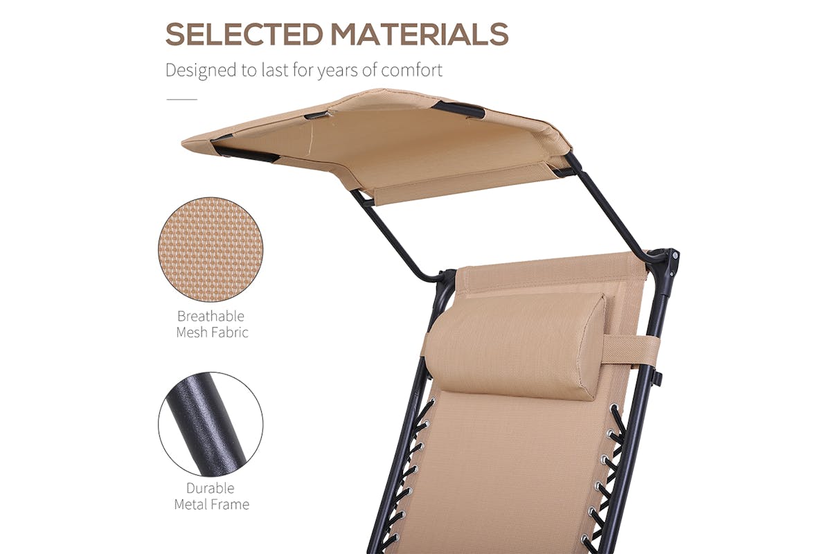 Outsunny Zero Gravity Garden Deck Folding Chair | Beige-4