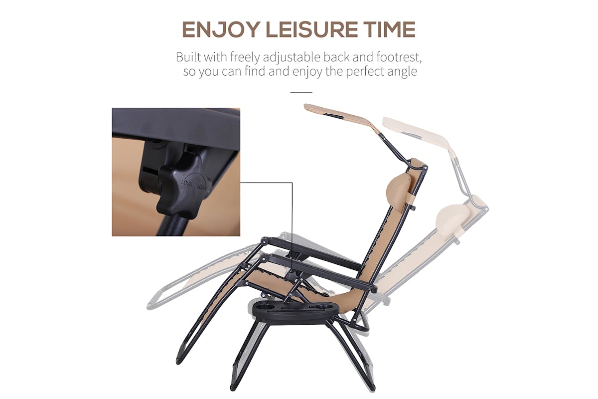 Outsunny Zero Gravity Garden Deck Folding Chair | Beige-7