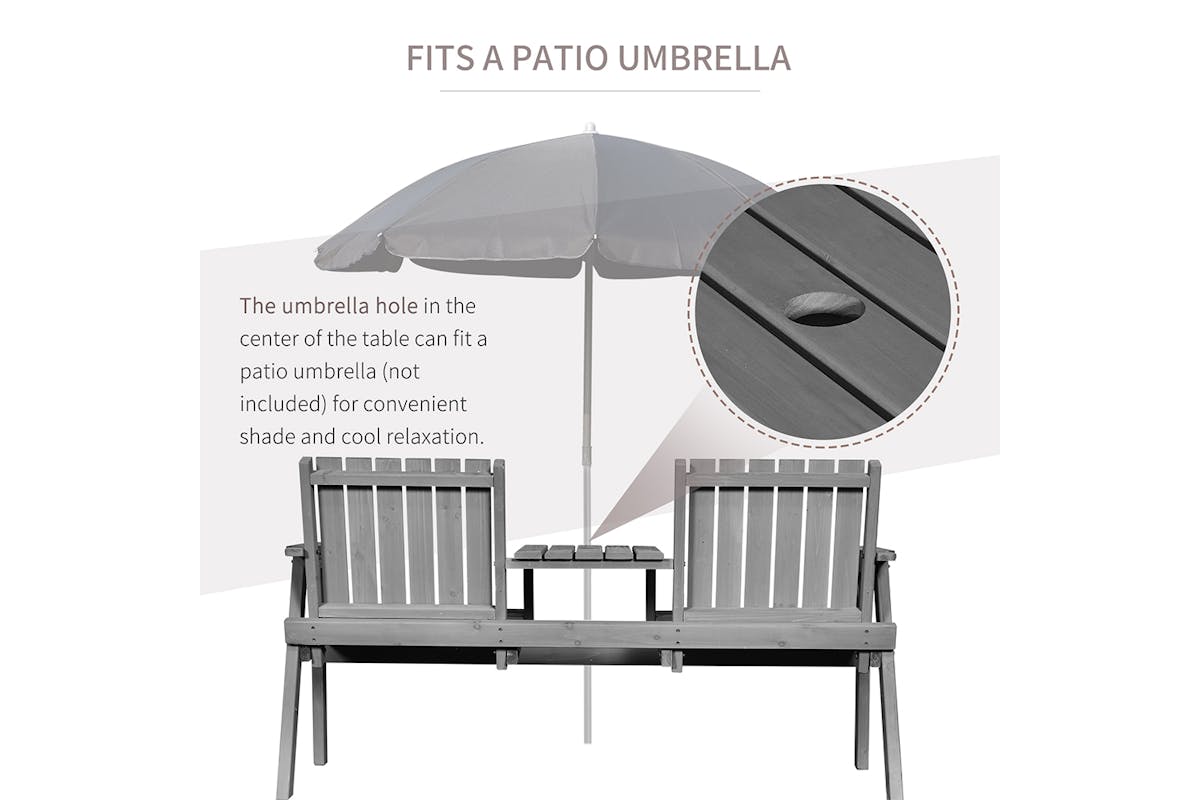 Outsunny Outdoor Garden Bench Chair with Table | Grey-4