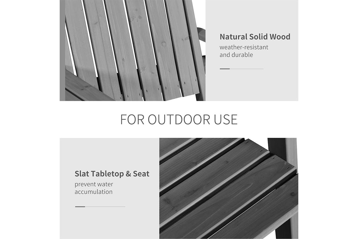 Outsunny Outdoor Garden Bench Chair with Table | Grey-6