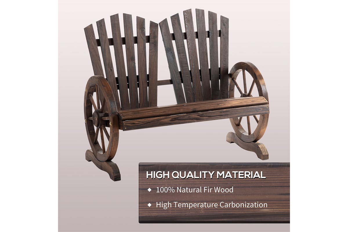 Outsunny Comfortable Fir Logs Love Chair with Wheel-Shaped Armrests-4