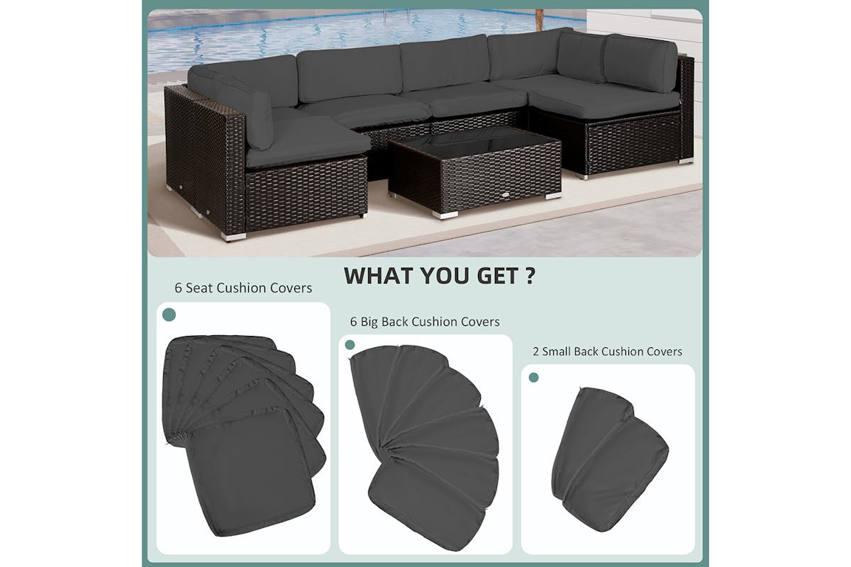 Outsunny Outdoor Garden Sofa Cushion Cover | Dark Grey-4