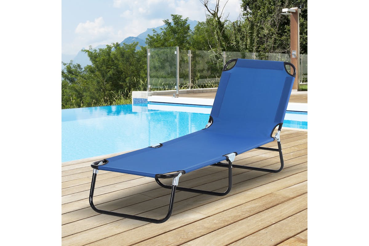 Outsunny Portable Folding Sun Lounger | Blue-2