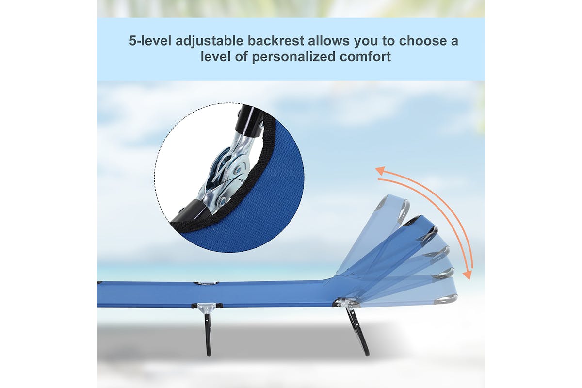 Outsunny Portable Folding Sun Lounger | Blue-3