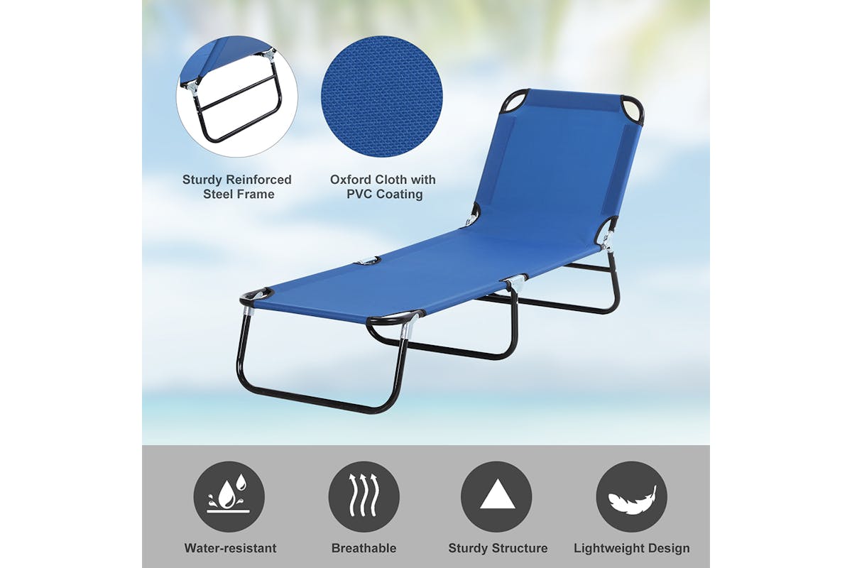 Outsunny Portable Folding Sun Lounger | Blue-4
