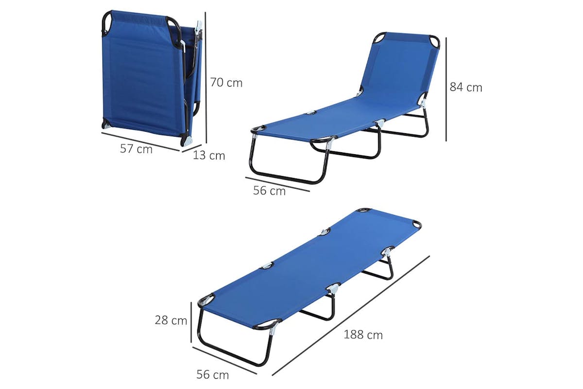Outsunny Portable Folding Sun Lounger | Blue-5
