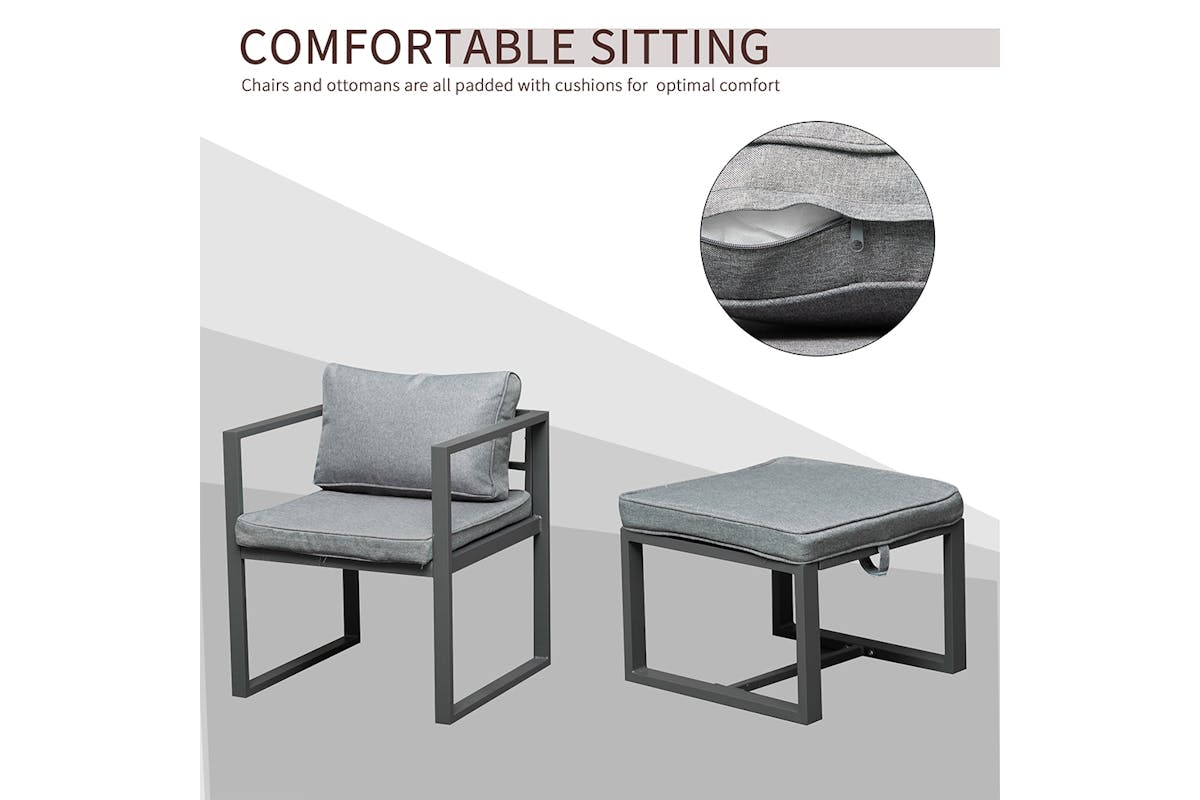 Outsunny Patio Dining Table Set | Dark Grey/Grey | 9 Pieces-4