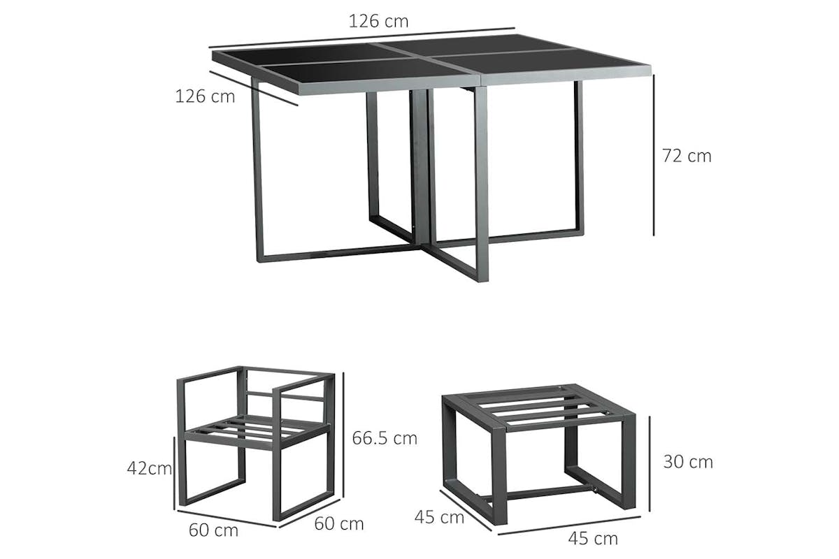 Outsunny Patio Dining Table Set | Dark Grey/Grey | 9 Pieces-5