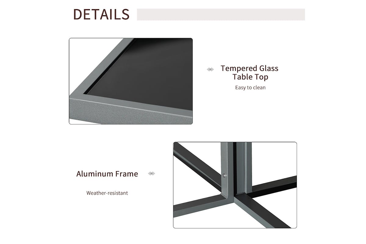 Outsunny Patio Dining Table Set | Dark Grey/Grey | 9 Pieces-6