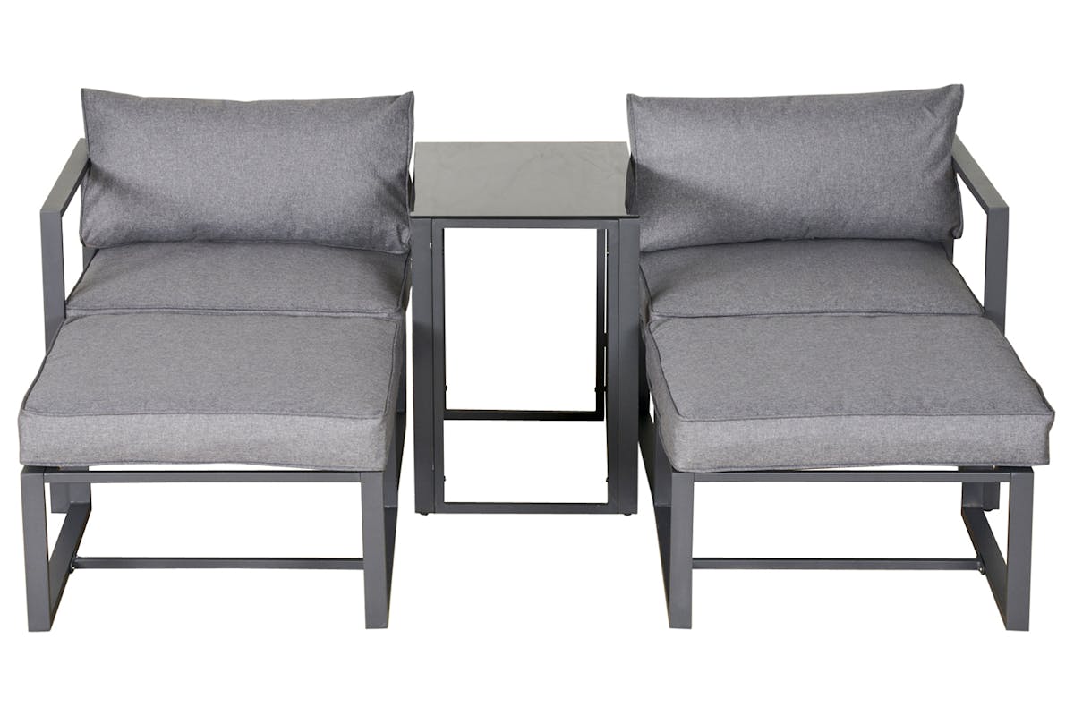 Outsunny Garden Set with Sun Lounger Footstools with Cushions | Grey | Set of 4