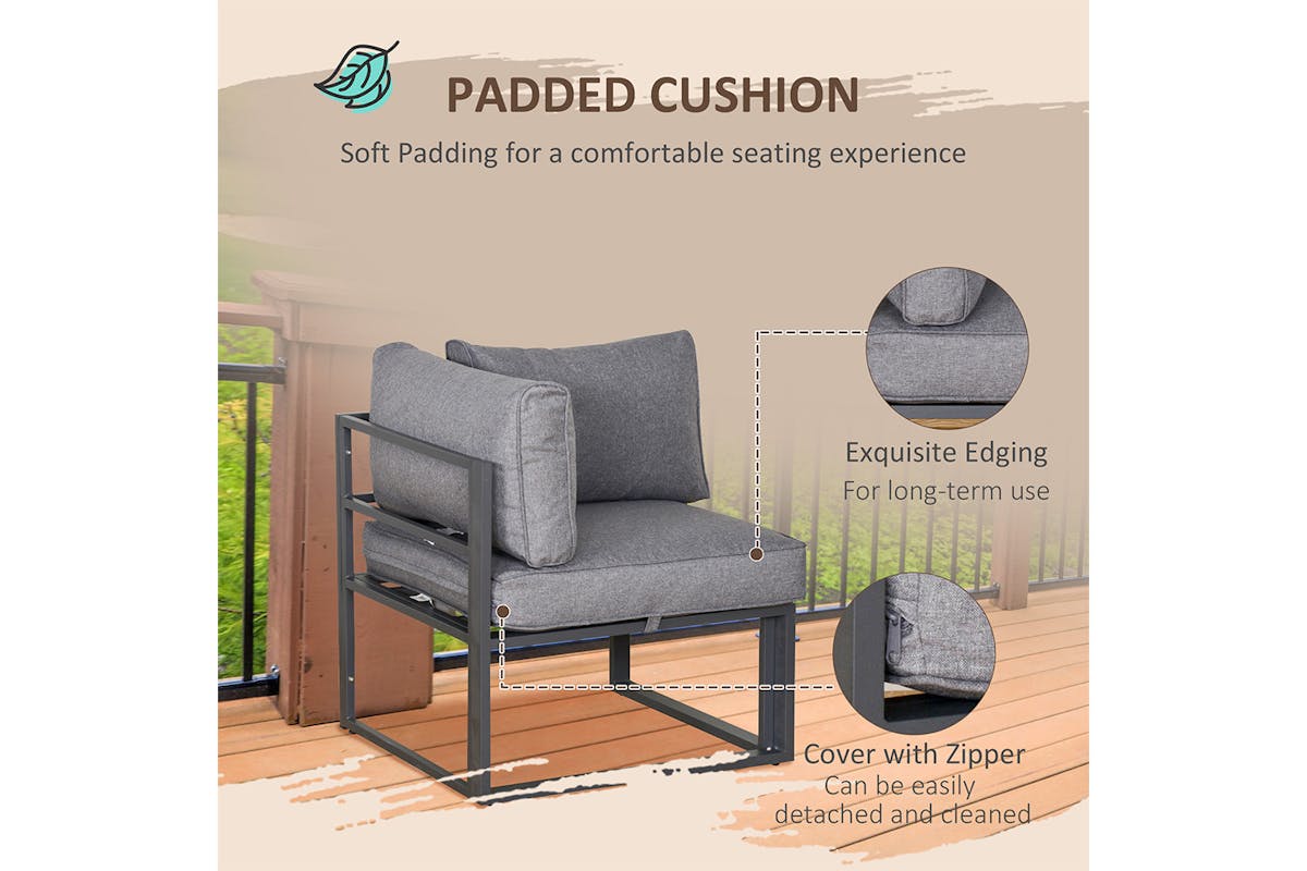 Outsunny Garden Set with Sun Lounger Footstools with Cushions | Grey | Set of 4-3