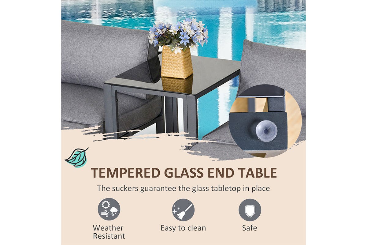 Outsunny Garden Set with Sun Lounger Footstools with Cushions | Grey | Set of 4-5