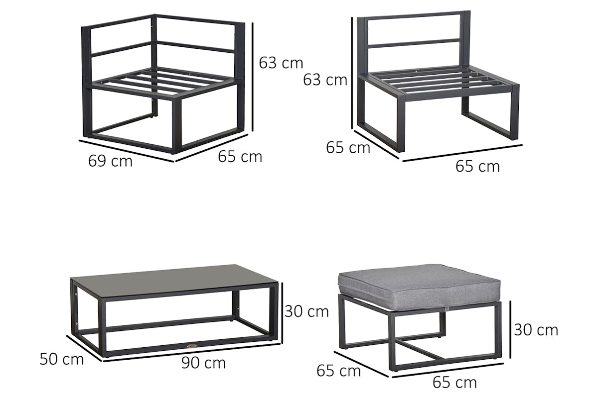 Outsunny 5 Pieces Outdoor Patio Furniture Set with Cushion | Grey-6