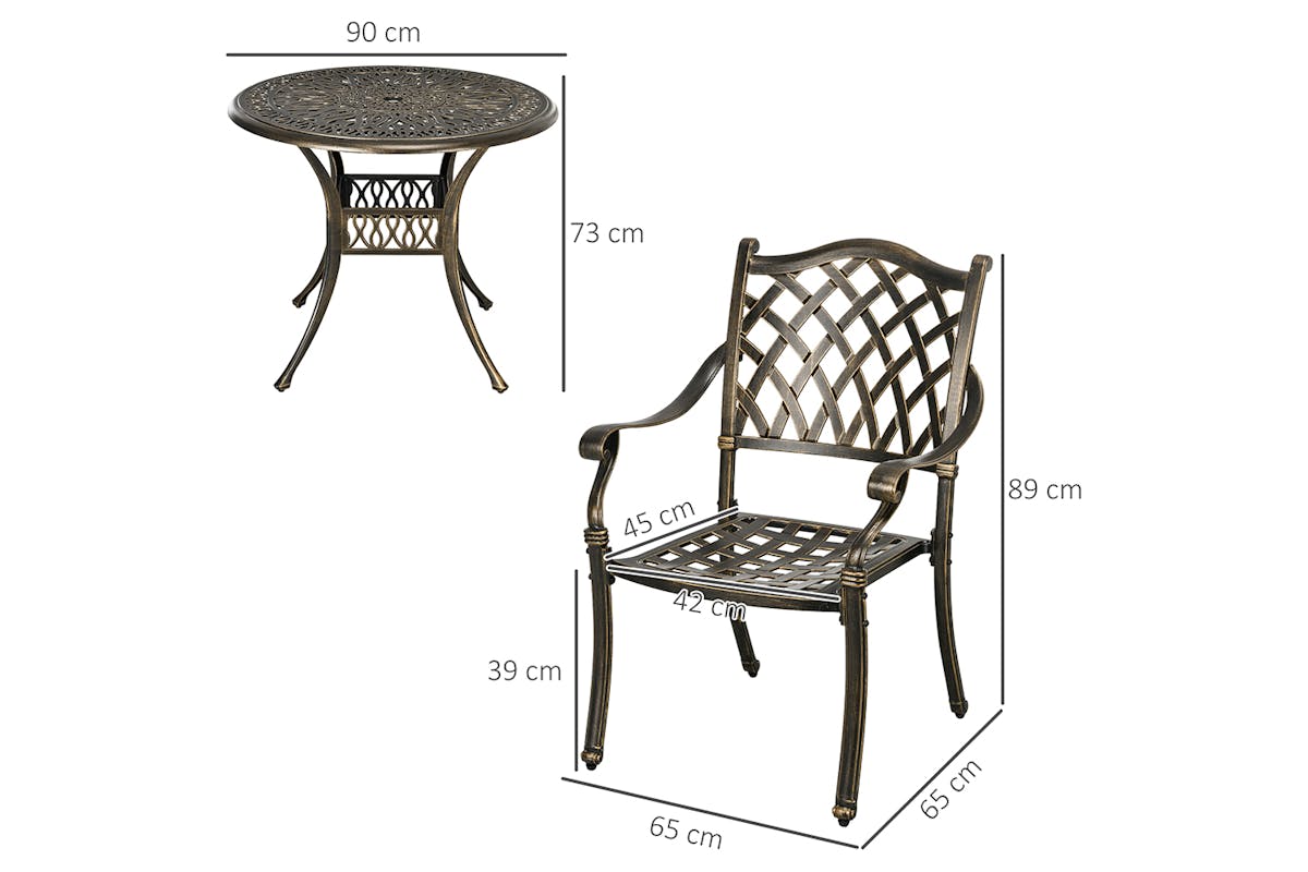 Outsunny Garden Dining Table Set with Umbrella Hole | Bronze | 5 Pieces-5