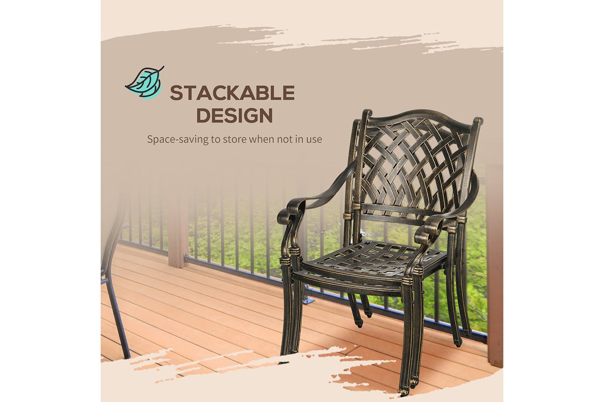 Outsunny Garden Dining Table Set with Umbrella Hole | Bronze | 5 Pieces-6